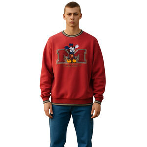 Disney Vintage Sweatshirt Mens XL Red Mickey Mouse Crewneck Long Sleeve Pullover